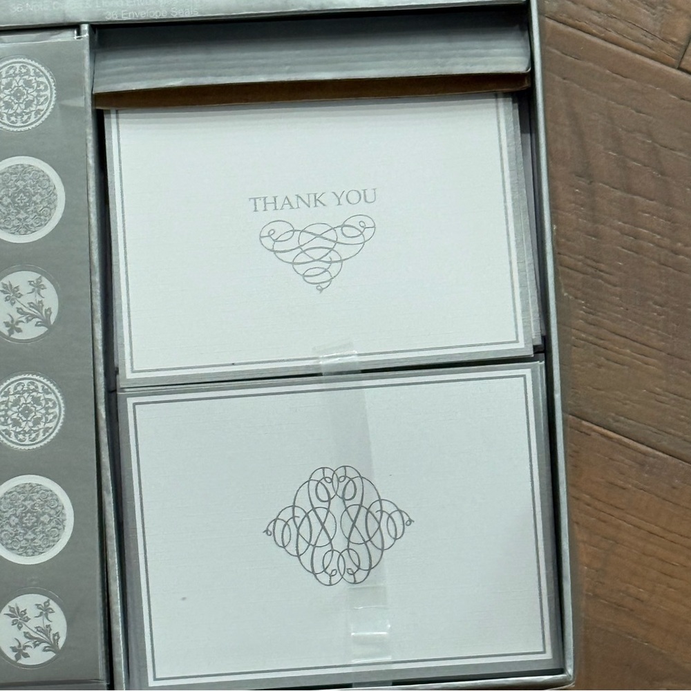 NEW Markings by CR Gibson Stationery Silver Thank You + Notecards Envelopes Q20